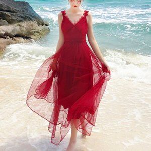 Red Maxi Veil Dress Size 0